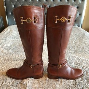 Brown Tory Burch Nadine Riding Boots, Size 7